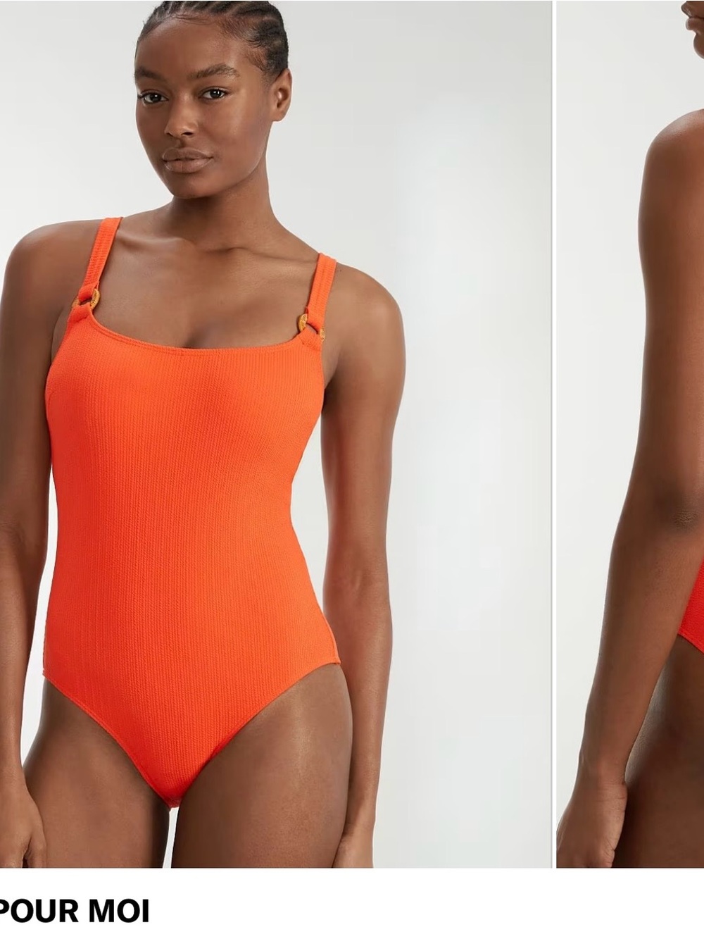 Pour Moi Orange Ribbed One-Piece Swimsuit with Ring Straps